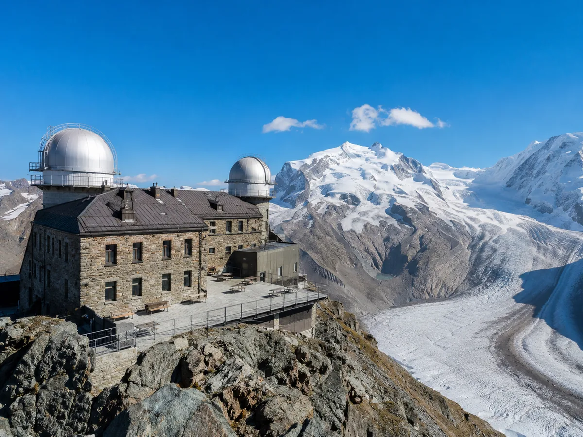 Die Aussichtsterrasse auf dem Gornergrat, 3'089 Meter